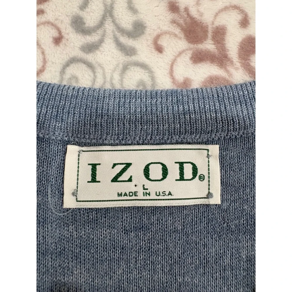 Vintage IZOD Sweater Vest Mens Large Blue V-Neck Crest Logo Made in USA 3140